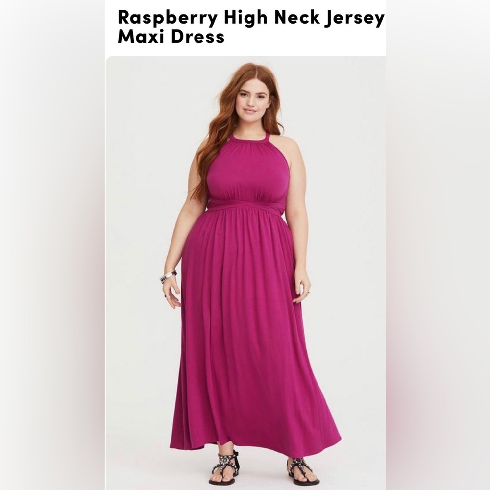 Torrid Raspberry High Neck Jersey Knit Maxi Dress